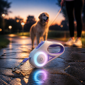 Laisse rétractable LED pour chien, vue produit