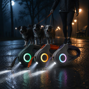 Laisse rétractable LED en utilisation