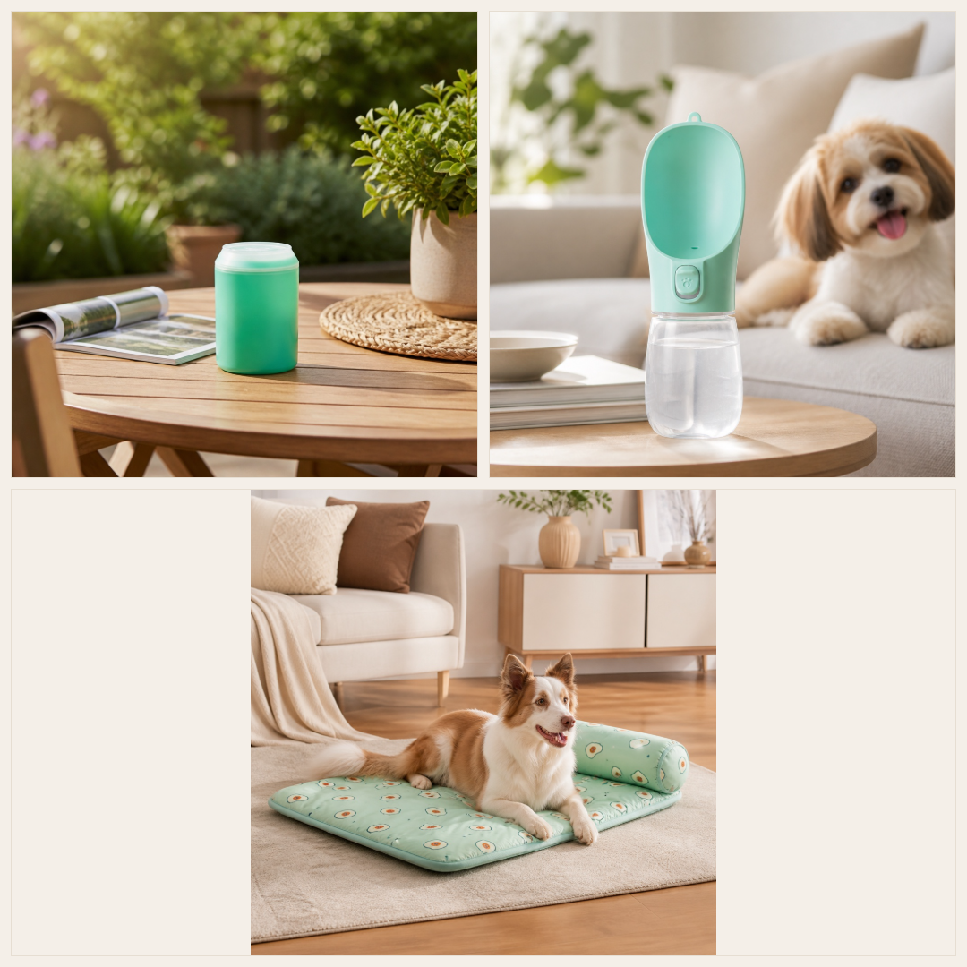 Kit Été du Chien — Tapis + Gourde + Nettoyeur de Pattes